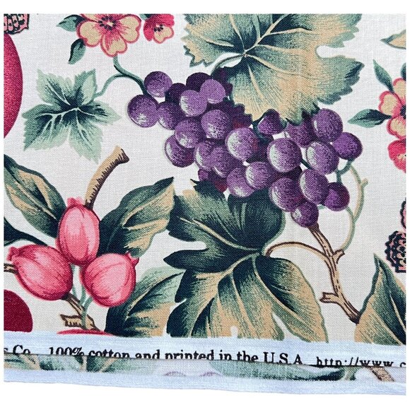 Cranston VIP Print Works Fabric Fruit Grape Apple Butterfly 45"x46" Cotton - Picture 2 of 4